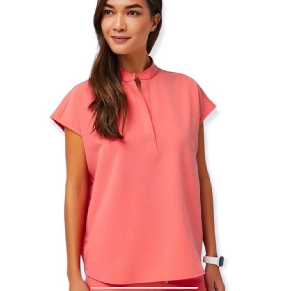 FIGS Limited Edition Hot Coral Rafaela Scrub Top Large NWT
